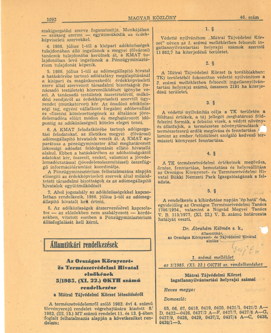 A Mátrai Tájvédelmi Körzet kihirdetése_BNPI archív.png